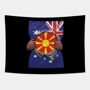Macedonia Flag Australian Flag Ripped - Gift for Macedonian From Macedonia Tapestry