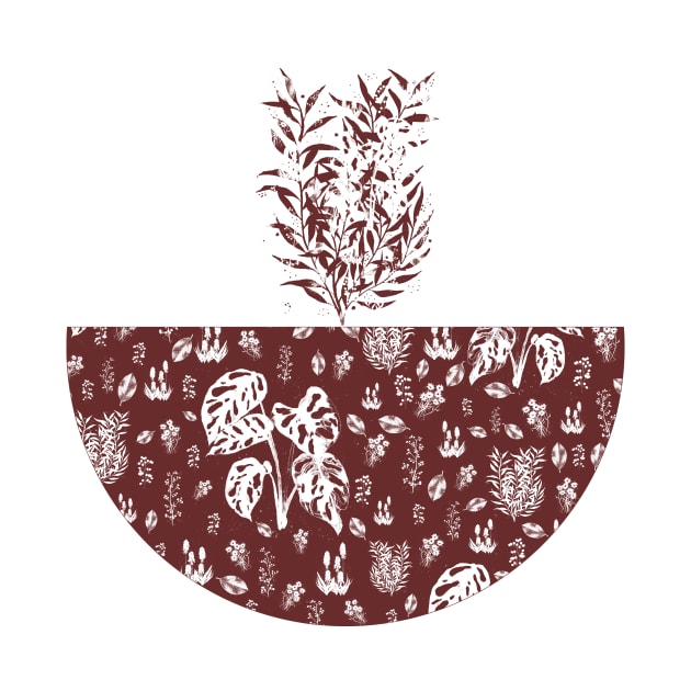 Dark Red Floral Pattern by cesartorresart