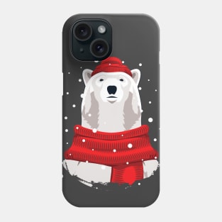 Polar bear in red hat and scarf Phone Case