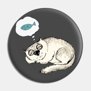 I Dream of Fish Funny Cat Design Pin