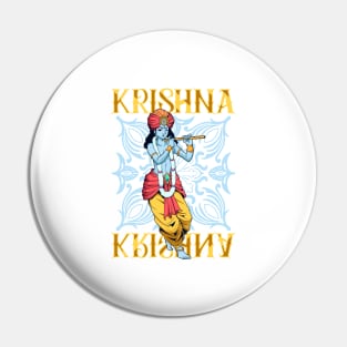 Hindu god - the blue flute player Krishna Pin