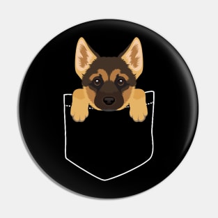 German Shepherd Puppy in a Pocket Pin