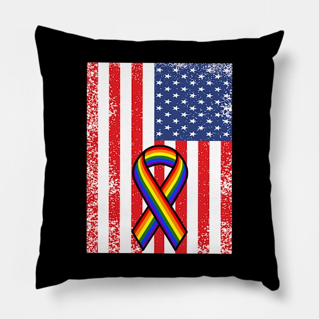 Gay american flag Pillow by cypryanus