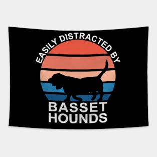 Easily Distracted By Basset Hounds - White Text Tapestry