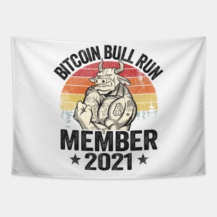 Bitcoin Bull Run Member 2021 Vintage BTC Gift Cryptocurrency Tapestry