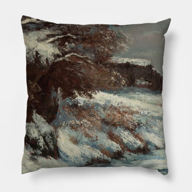 Effect of Snow by Gustave Courbet Pillow by Classic Art Stall