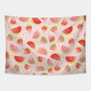 Watermelon Slices & Hearts, Pink Tapestry