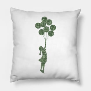 Banksy Flying Balloons Girl by US dollar Pillow