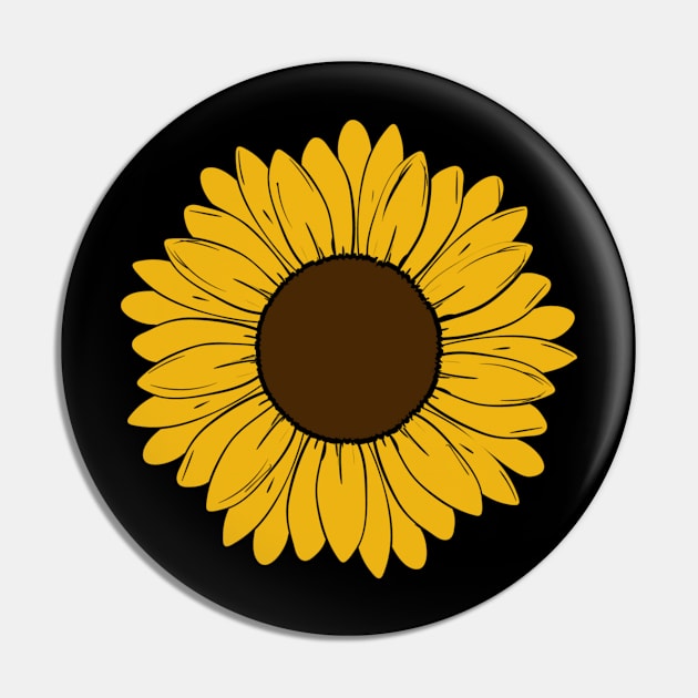 Hand Drawn Sunflower Pin by StacysCellar