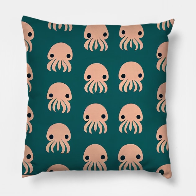 Octopus Wallpaper - Super Cute Colorful Cephalopod Pattern Pillow by JensenArtCo