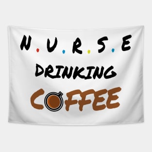 Nurse drinking coffee -Funny Nursing Student Tapestry