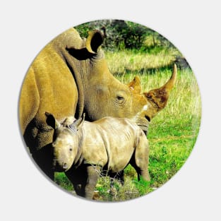 African Wildlife Photography Rhinoceros Mother and Calf Pin