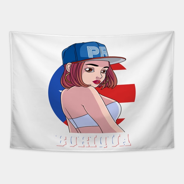 100% Boriqua Puerto Rican Pride Puerto Rico Flag Tapestry by Noseking