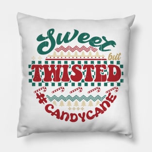 Sweet But Twisted CandyCane, Retro Christmas Pillow