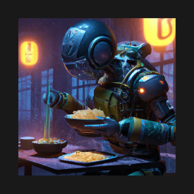 Robot eat ramen by oudex