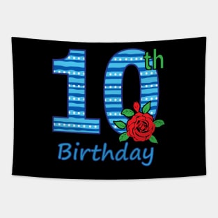 10th Floral - 10th Birthday - Flower - Floral - Birthday Party gift T-Shirt Tapestry