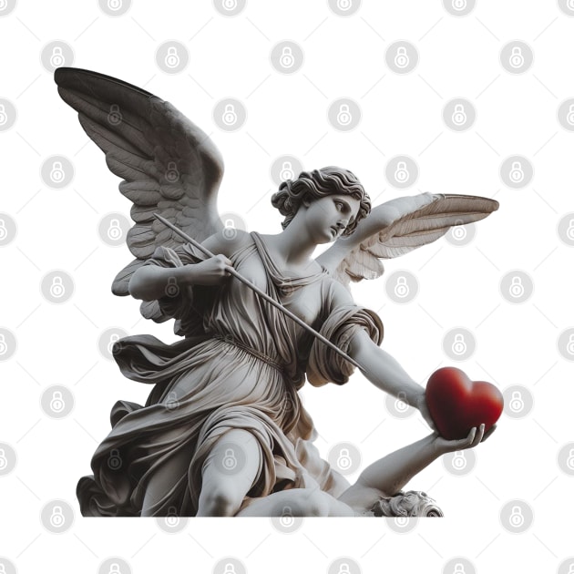 angel statue with heart- valentines day by JK motivation