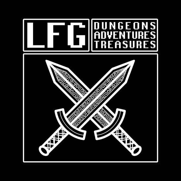 LFG Looking For Group Fighter Class Dual Swords Dungeon Tabletop RPG TTRPG by GraviTeeGraphics