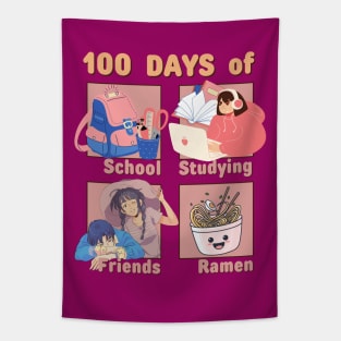 100 days of School, Studying, Friends, Ramen Tapestry