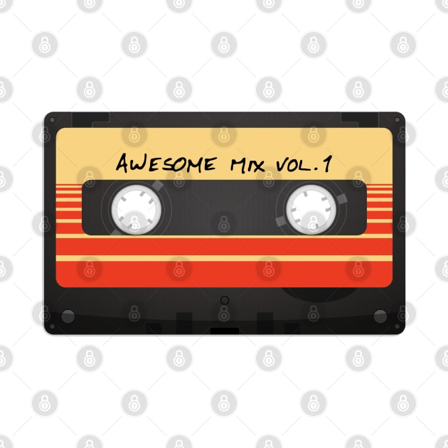 Small Logo Simple Retro Cassette Art Awesome Mix Volume 1 Guardians of the Galaxy by felixbunny