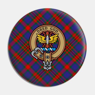 Clan Carnegie Crest over Tartan Pin