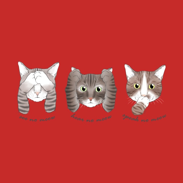 No Evil Cats - Grey Tabby Cats by meownarchy