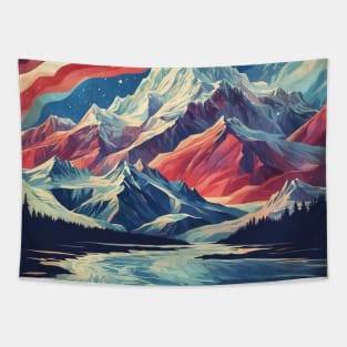 Alaska United States Starry Night Aurora Boreal Vintage Poster Tourism Tapestry