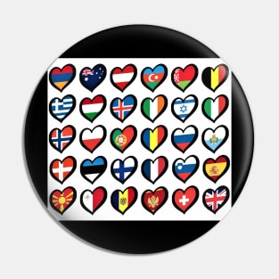 Eurovision Song Contest Flags Hearts Pin