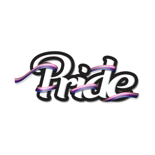 Gender Fluid pride flag colored ribbon wrapped around the letters of the word PRIDE T-Shirt