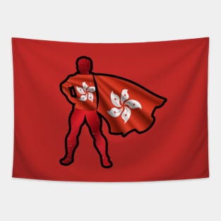 Hong Kong Hero Wearing Cape of Hong Kong Flag I Stand with Hong Kong Tapestry