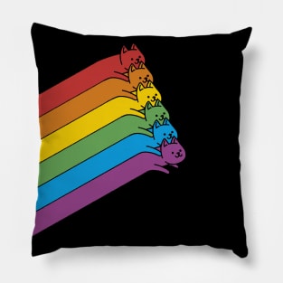 Flying Rainbow Cats Lines by Tobe Fonseca Pillow