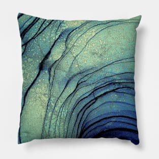 Green and Blue Ripples Pillow