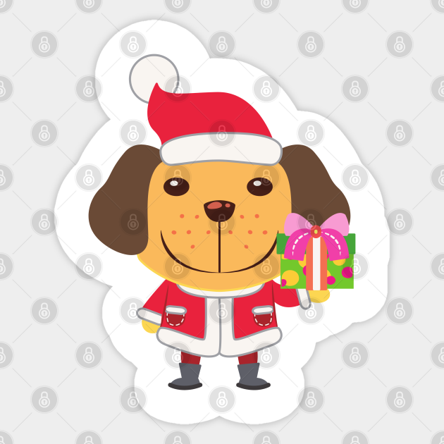 Christmas Dog Christmas Dog With Christmas Hat Christmas Dog With Christmas Hat Sticker Teepublic