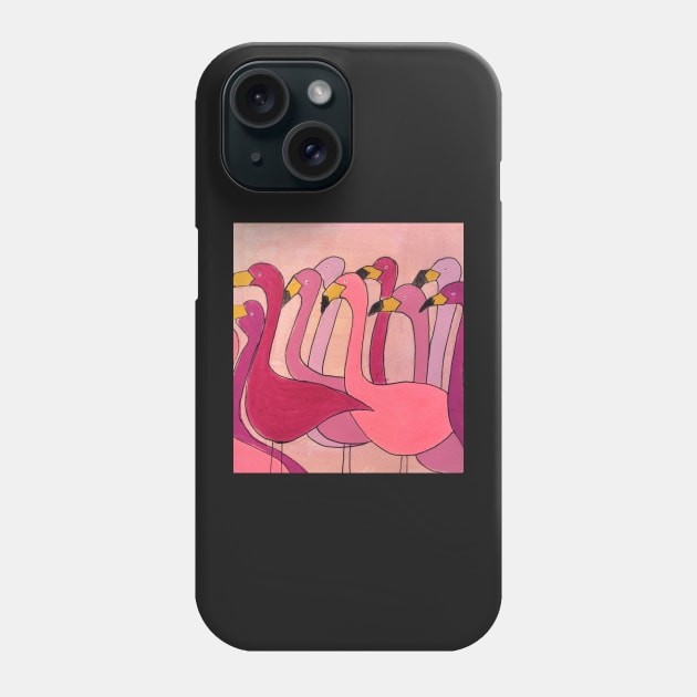 Pink Flock Phone Case by MyCraftyNell