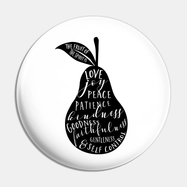 Fruit of the spirit | pear | black and white Pin by SouthPrints