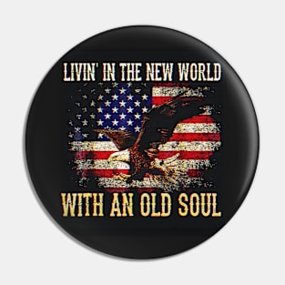 Copy of vintage Old Soul in a New World Country Bluegrass Music Guitar Fan Pin