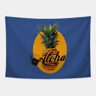 Pineapple Aloha Hawaii Used Look Tapestry