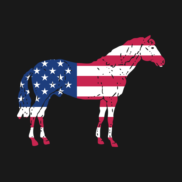 Patriotic Horse with the US Flag by RJCatch