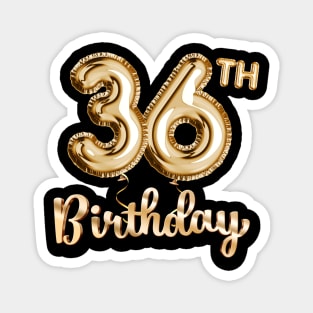 36th Birthday Gifts - Party Balloons Gold Magnet