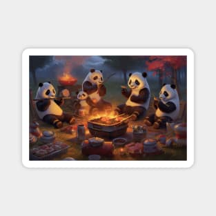 Panda Family Camping Magnet