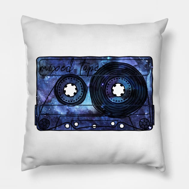 Vintage Retro Nebula Mixtape 80s Cassette Tape Pillow by nvdesign