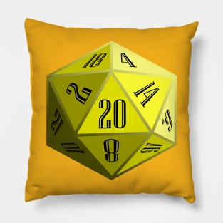 Yellow D20 Pillow