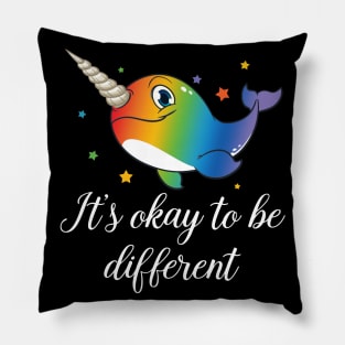 It's Okay To Be Different Unicorn Whale Pillow