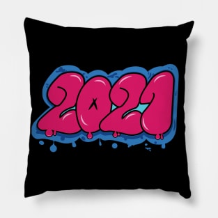 2021 graffiti text Pillow