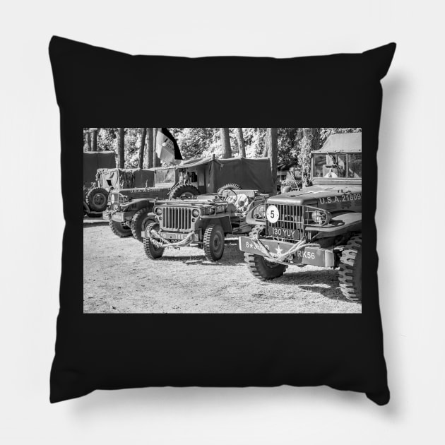 Military World War 2 off road vehicles on display Pillow by yackers1