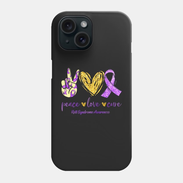 Peace Love Cure Ribbon Rett Syndrome Awareness Phone Case by ANGELA2-BRYANT