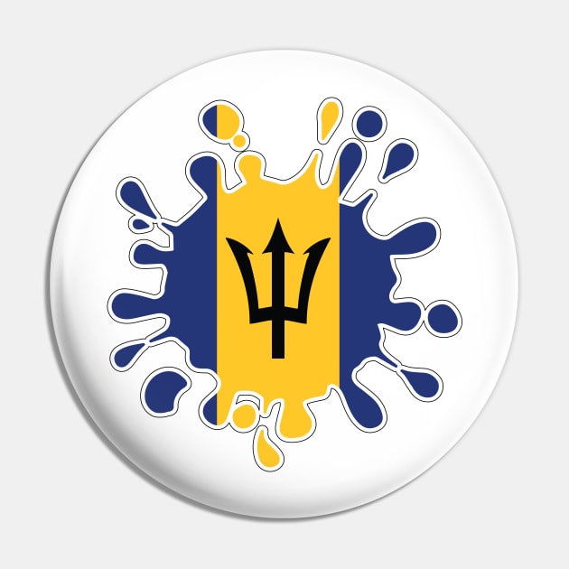 Barbados National Flag Paint Splash Pin by IslandConcepts