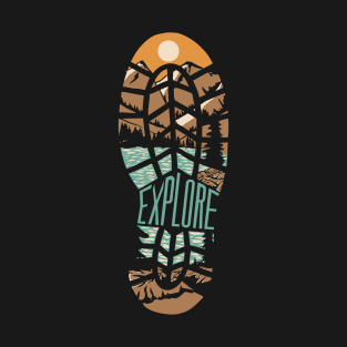 Explore Nature: Stylized Boot Print T-Shirt