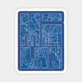 Milan, Italy City Map Typography - Blueprint Magnet