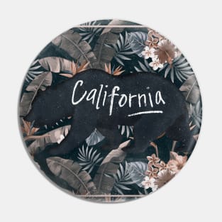 California bear floral Pin